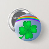Vierblät triges Kleeblatt mit Regenbogen Button (Vorne & Hinten)