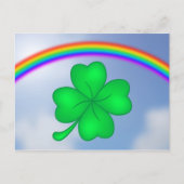 Vierblät triges Kleeblatt mit Regenbogen Postkarte (Vorderseite)