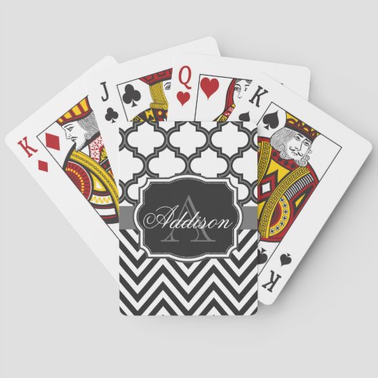 Vierblatt-Chevron-Monogramm Spielkarten (Rückseite)