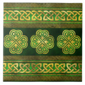 Vierblatt Lucky Clover Kleeblatt Ornament Fliese (Vorderseite)