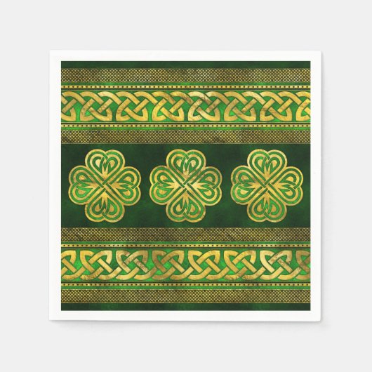 Vierblatt Lucky Clover Kleeblatt Ornament Serviette (Vorderseite)