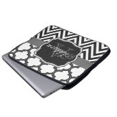 Vierblatt-Winkelzug-Monogramm Laptopschutzhülle (Vorne Knopf)