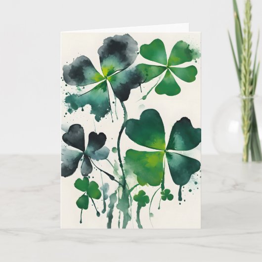 Vierblattklee - Aquarellblumen Karte (Vorderseite)