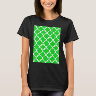 Vierblattmuster in weißer Umrandung auf Sommergrün T-Shirt