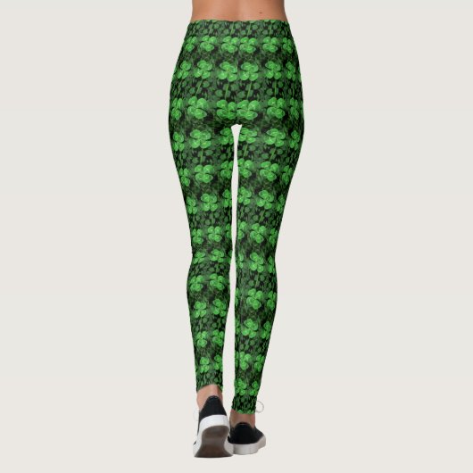 Vierblättrige Clover Pattern St Patrick's Day Legg Leggings (Rückseite)