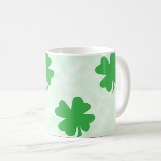 Vierblättrige Lucky-Klee Kaffeetasse (VorderseiteRechts)