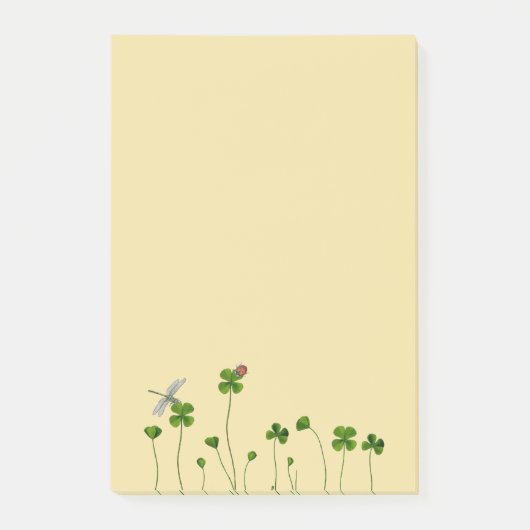 vierblättriger Kleeblatt, Ladybug und Libellen Post-it Klebezettel (Vorderseite)