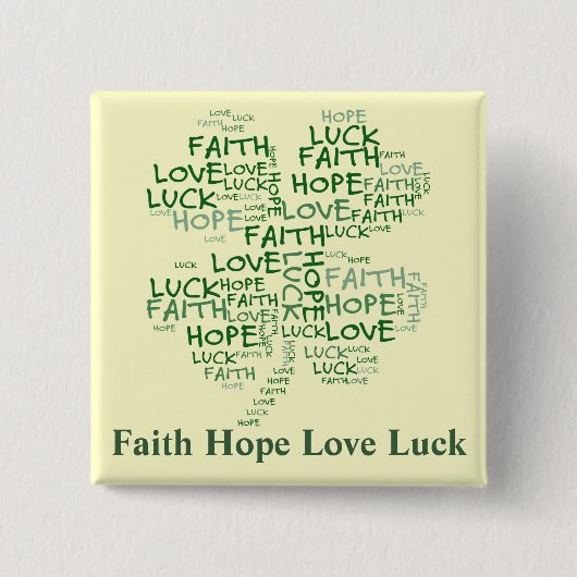 Vierblättriges Kleeblatt bedeutend: Hoffnung, Button (Vorderseite)