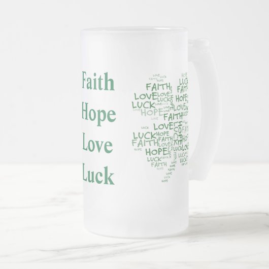 Vierblättriges Kleeblatt bedeutend: Hoffnung, Mattglas Bierglas (VorderseiteRechts)