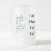 Vierblättriges Kleeblatt bedeutend: Hoffnung, Mattglas Bierglas (Vorderseite Links)