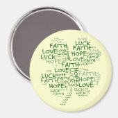 vierblättriges Kleeblatt Bedeutung: Hoffnung, Glau Magnet (Vorderseite/Rückseite)