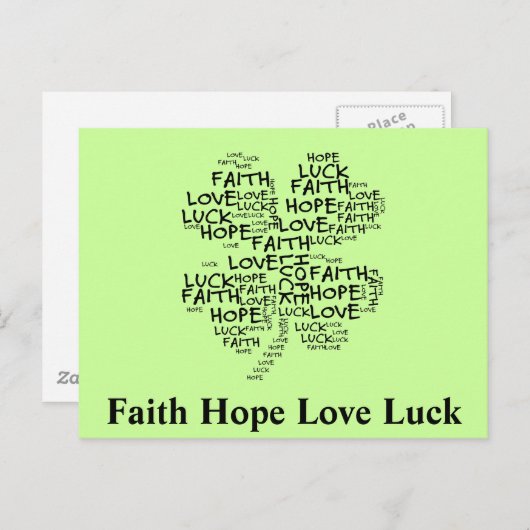 vierblättriges Kleeblatt Bedeutung: Hoffnung, Glau Postkarte (Vorne/Hinten)