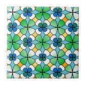 Vierblättriges Kleeblatt Doppelgrün in blau Fliese (Vorderseite)