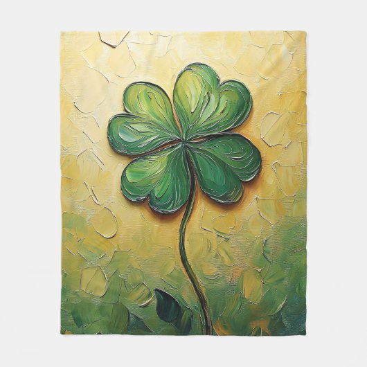 vierblättriges Kleeblatt Fleecedecke (Vorderseite)