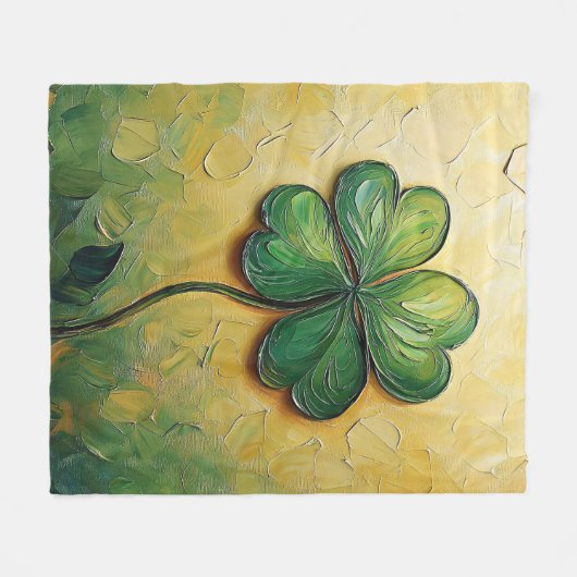 vierblättriges Kleeblatt Fleecedecke (Vorderseite (Horizontal))
