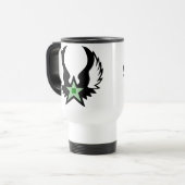 vierblättriges Kleeblatt. Flügelstar. Reisebecher (Vorderseite Links)