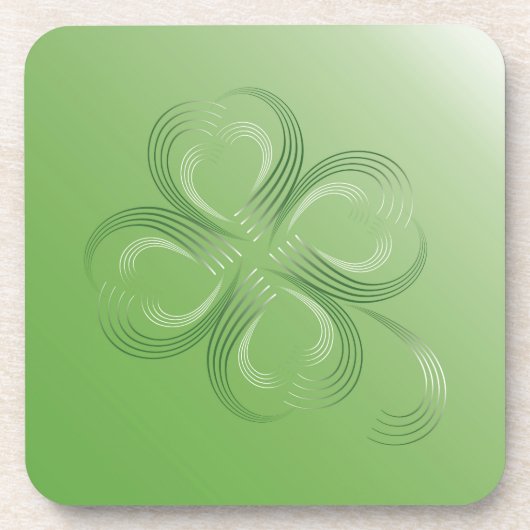 vierblättriges Kleeblatt Getränkeuntersetzer (Vorderseite)