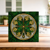 Vierblättriges Kleeblatt - Gold, Malachite Pearl Fliese