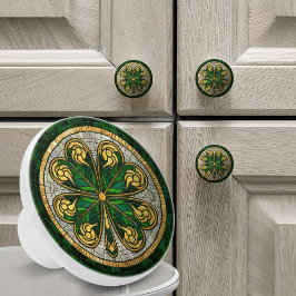 Vierblättriges Kleeblatt - Gold, Malachite Pearl Keramikknauf