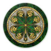 Vierblättriges Kleeblatt - Gold, Malachite Pearl Keramikknauf (Vorderseite)