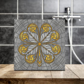 Vierblättriges Kleeblatt - Gold und Perlmosaik Fliese