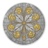 Vierblättriges Kleeblatt - Gold und Perlmosaik Keramikknauf (Vorderseite)