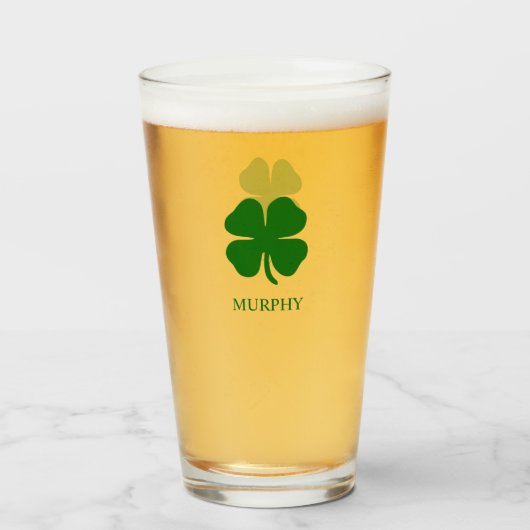 vierblättriges Kleeblatt Green Irish Personalisier Glas (Vorne (Gefüllt))