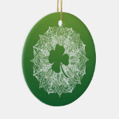 vierblättriges Kleeblatt Green Mandala Keramik Ornament (Rechts)