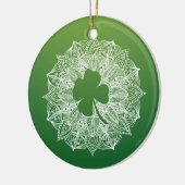 vierblättriges Kleeblatt Green Mandala Keramik Ornament (Links)
