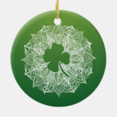 vierblättriges Kleeblatt Green Mandala Keramik Ornament (Hinten)