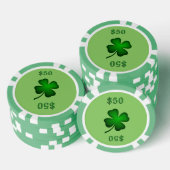 vierblättriges Kleeblatt Green Pokerchips (Stapel)