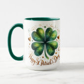 vierblättriges Kleeblatt Green und Gold St Patrick Tasse (Links)