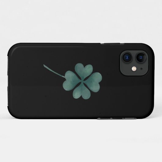 vierblättriges Kleeblatt grün auf schwarzer Wasser Case-Mate iPhone Hülle (Rückseite (Horizontal))