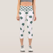 vierblättriges Kleeblatt Grüne Farbe Capri Leggings (Vorderseite)