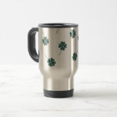 vierblättriges Kleeblatt Grüne Farbe Reisebecher (Vorderseite Links)