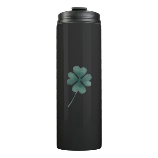 vierblättriges Kleeblatt Grüne Farbe Thermosbecher (Vorderseite)