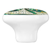 Vierblättriges Kleeblatt - grüner Marmor und Gold Keramikknauf (Seitenansicht)