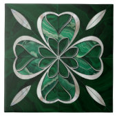 Vierblättriges Kleeblatt - Grüner Marmor und Peal Fliese (Vorderseite)