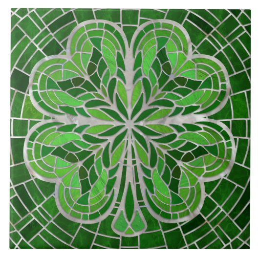 Vierblättriges Kleeblatt - Grüner Marmor und Perle Fliese (Vorderseite)
