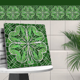 Vierblättriges Kleeblatt - Grüner Marmor und Perle Fliese