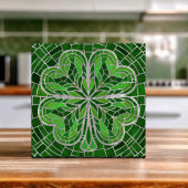 Vierblättriges Kleeblatt - Grüner Marmor und Perle Fliese