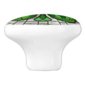 Vierblättriges Kleeblatt - Grüner Marmor und Perle Keramikknauf (Seitenansicht)