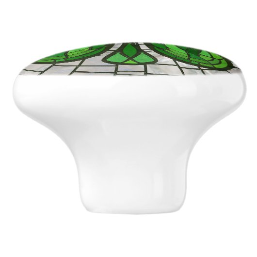 Vierblättriges Kleeblatt - Grüner Marmor und Perle Keramikknauf (Seitenansicht)