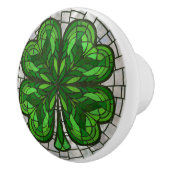 Vierblättriges Kleeblatt - Grüner Marmor und Perle Keramikknauf (Rechts)