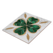 Vierblättriges Kleeblatt - Grüner und weißer Marmo Fliese (Seite)