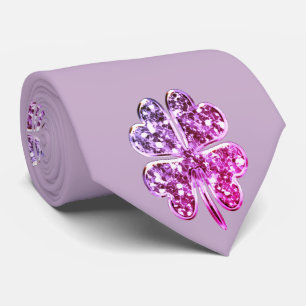 vierblättriges Kleeblatt Gutes, helles, Lila Rosa Krawatte