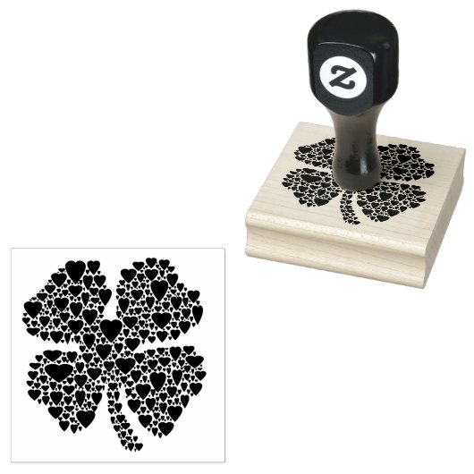 vierblättriges Kleeblatt Herzerkrankung Gummistempel (Stempel)