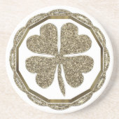 vierblättriges Kleeblatt Imitate Goldene Foil Eleg Getränkeuntersetzer (Vorne)