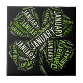 Vierblättriges Kleeblatt Januar Fliese (Vorderseite)