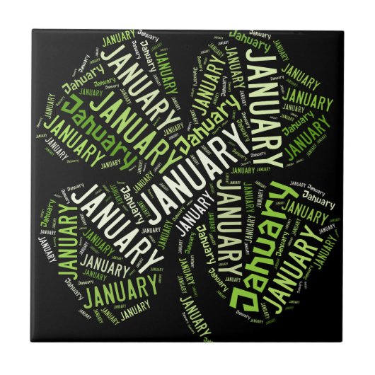 Vierblättriges Kleeblatt Januar Fliese (Vorderseite)